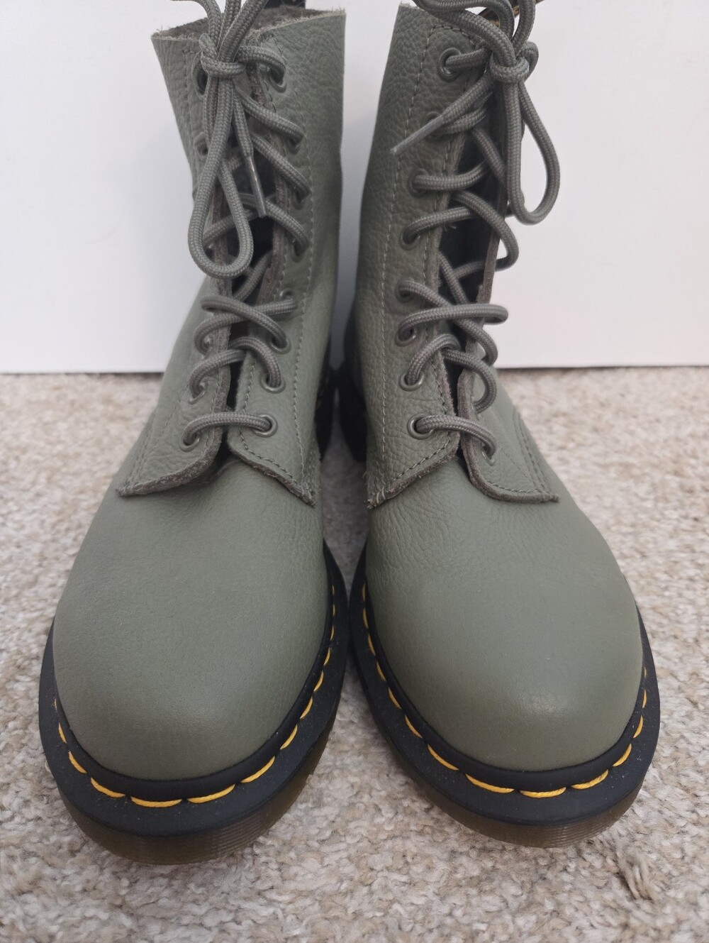 Dr. Martens Sage Green Virginia Leather Lace-Up Boots - Picture 4 of 6